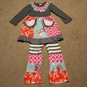 Boutique ruffled girls outfit. Beautiful colors!